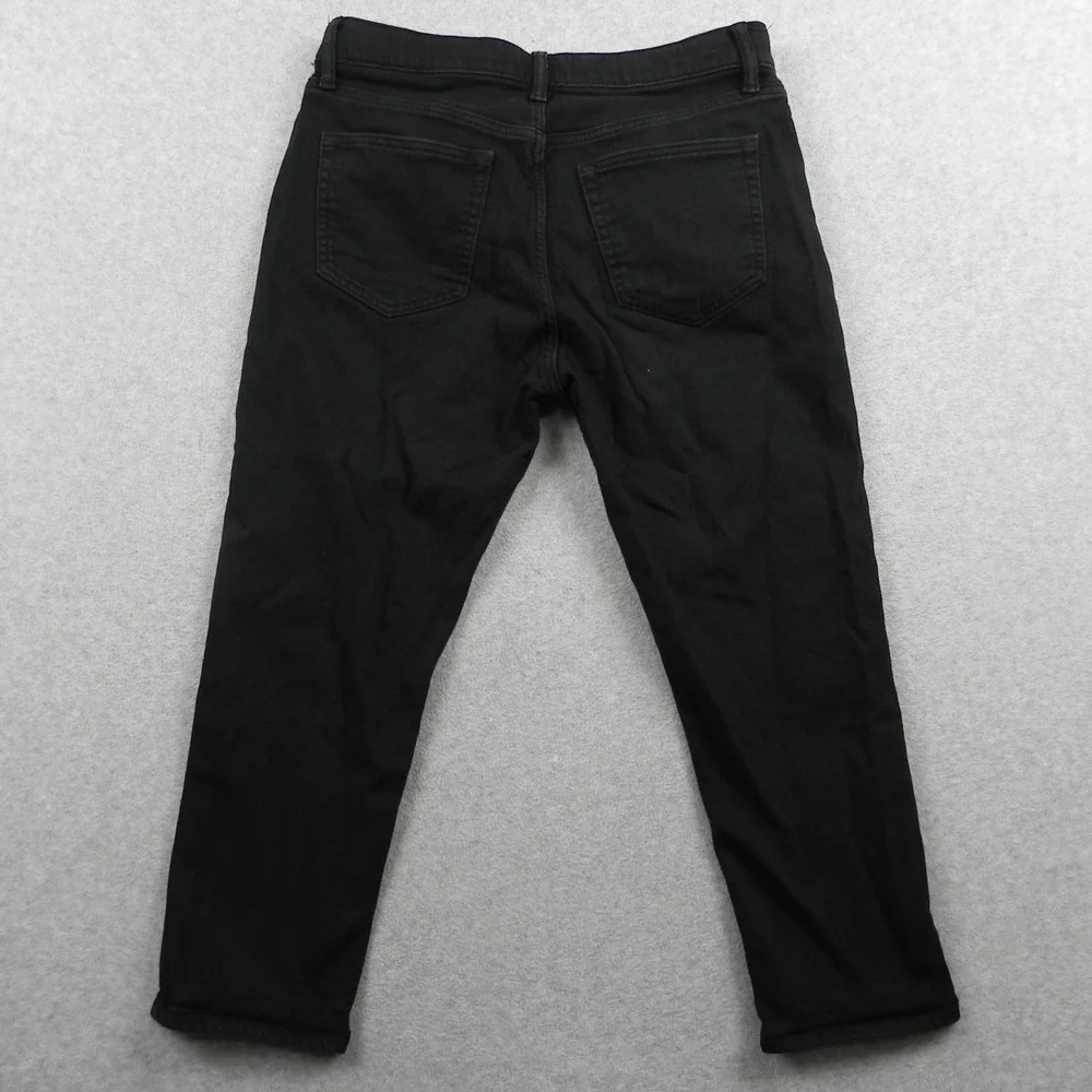Uniqlo Jeans Mens Large 34x24 Cropped Slim Tapered Stretch Flex Denim Black